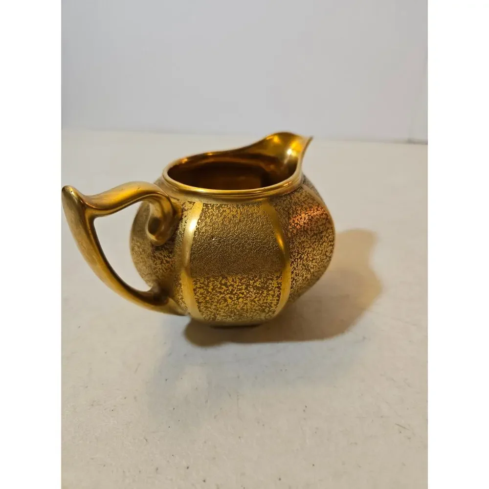 Vintage Gold Painted Porcelain Bavaria Bavarian Creamer